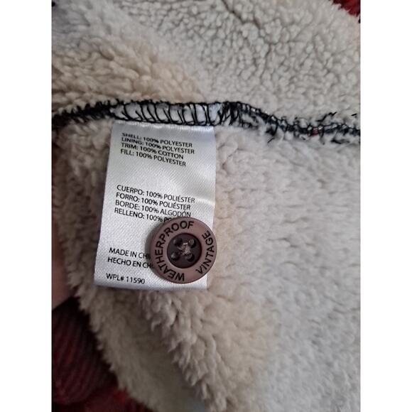 Weatherproof Vintage Red Black Flannel Sherpa Lined Button Up Size Small - Picture 6 of 9
